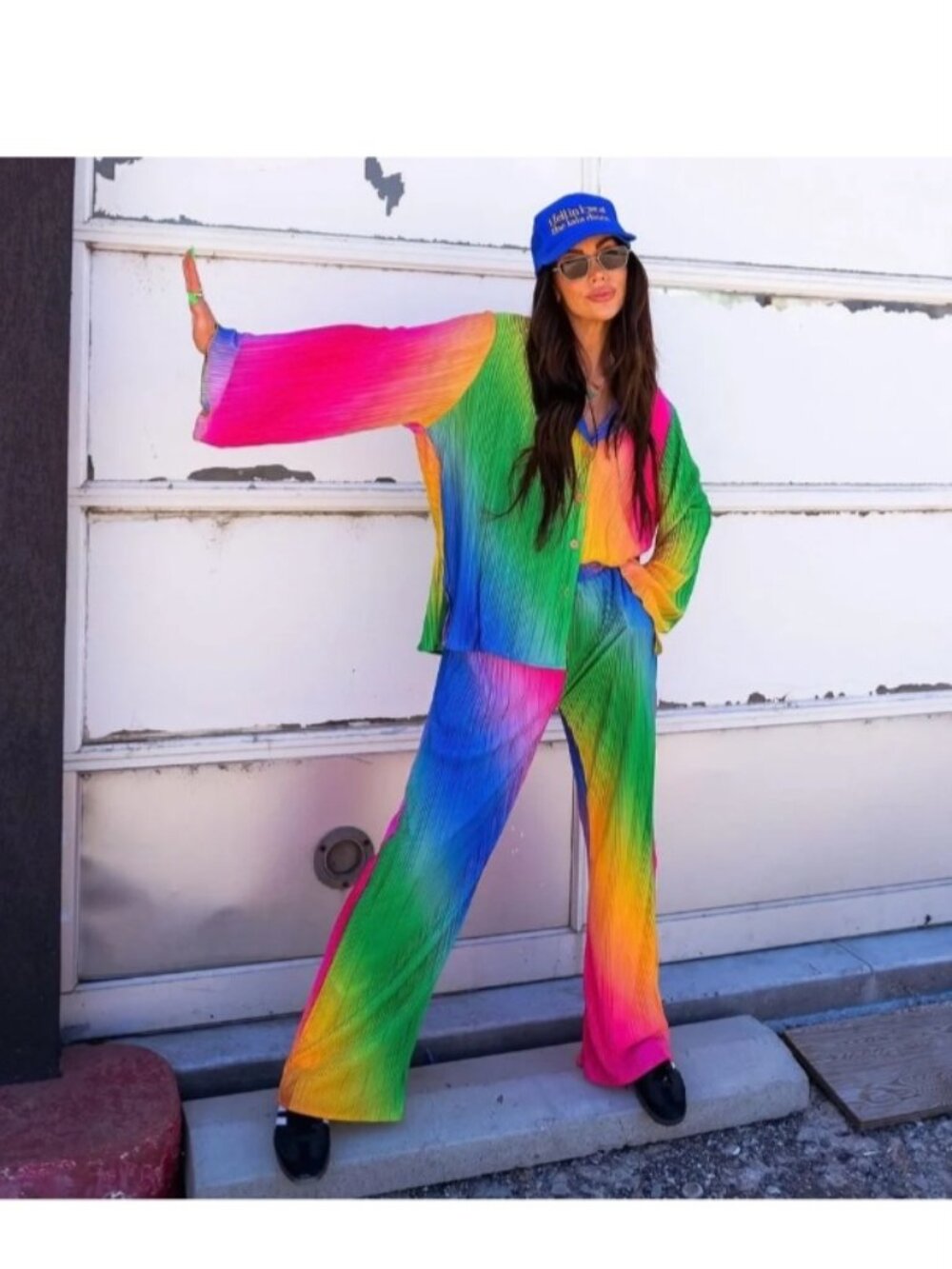 DRESSED IN LALA PLISSE' RAINBOW DAYDREAM TWO PIECE PANTS SET SIZE MEDIUM